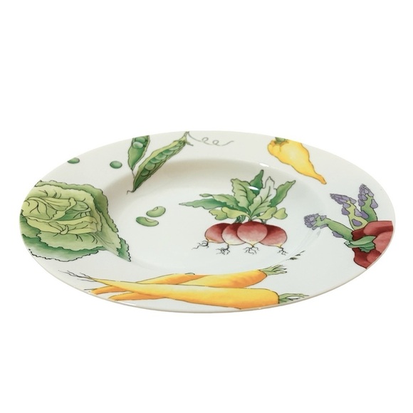 CRATE & BARREL Serving dish/bowl Vegetable medley Garden Cream Colorful Like new - Picture 13 of 14